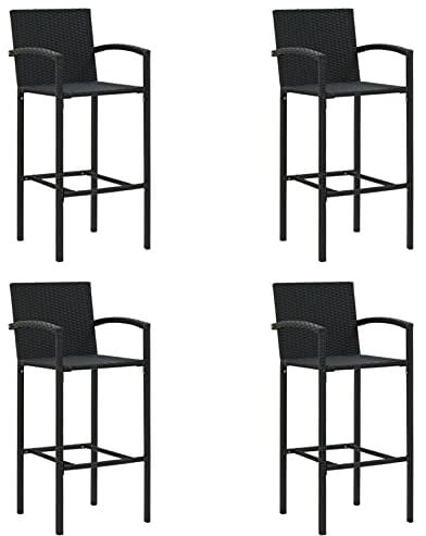 Rantry Barhocker 4 Stk. Schwarz Poly Rattan Stuhl Model313455