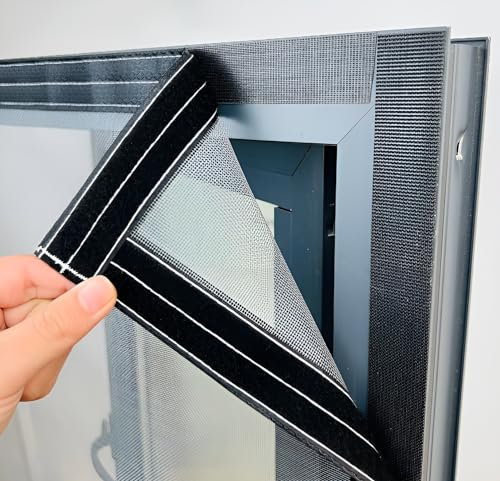 Fatto su Misura Zanzariera Adesiva Finestra con Telaio Acciaio Inossidabile, Rimovibile Rete Protezione Gatti Balcone, Facile da Installare(90x235cm)