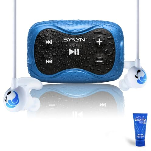 SYRYN 2 Waterproof Swimbuds Sport Bundle for Swimming with Music | 8 GB (2,000 Songs or 138 Hours) | Drag and Drop MP3, AAC, M4A, FLAC Using PC or Mac