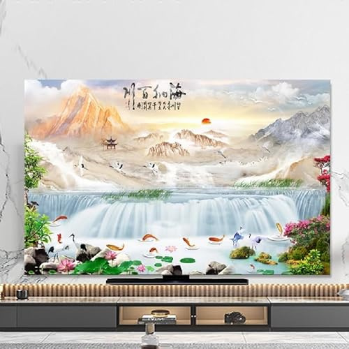 32-80 TV/PC Covers, Indoor Dust-Proof Screen Anti-Scratch Protection TV Cover, Soft Polyester Fabric Printed Dust-Proof Protector, Indoor TV Cover(Color5,32inch)