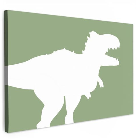 MuchoWow© Leinwand Bilder Wanddeko Kinderzimmer Aesthetic Room Decor Deko | 90x60 cm - Zimmer Wandbilder Modern Bild auf Dino - Pastell - Dinosaurier - Blau - Jungen