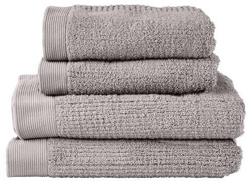Zone Denmark Classic Handtuch Set Baumwolle, 2 x Handtuch 50x100 cm und 2 x Badetuch 70x140 cm, 100% Oeko-Tex Zertifizierte Baumwolle, 4er-Set, Gull Grey (Grau)
