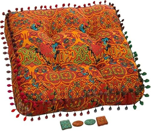 Sitzkissen garten bunt, sesselauflage outdoor, sitzerhöhung stuhl, stuhlkissen rund 55 cm, bodenkissen boho, sitzkissen sessel senioren für stuhlerhöhung erwachsene auto gartenstuhl(Orange,40x40 x6cm