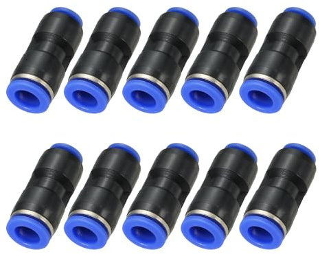 PATIKIL 10Pcs 3/8 x 5/16 Raccords Pousser Connecter pour Tube Bleu | Raccord Tuyau d'Air Plastique, Connecteurs Pneumatiques à Dégagement Rapide, Coupleur Bidirectionnel à Union Droite