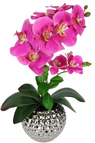 Fiore artificiale farfalla orchidea 40 cm con foglie in vaso di fiori artificiali, orchidea artificiale, phalaenopsis come vero ramo di orchidea, pianta artificiale per matrimoni, fiori di seta, rosa