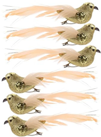 Cabilock 6 Stück Weihnachtsvögel Weihnachten Künstliche Rotkehlchen Rote Vögel Weihnachtsschmuck Kunsthandwerk Künstliche Vögel Weihnachtsbaum Vogeldekoration Falscher Stehender