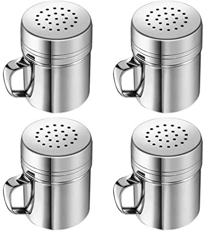 Jeorywoet Spice Shaker in Acciaio Inossidabile Dispenser di Pepe di Sale con Manico a Manico 4 Pezzi spezie Shaker
