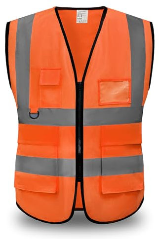 YUANVEST Sicherheitswesten Warnweste,Hohe Sichtbarkeit Reflektierende Sicherheitsweste,2-Zoll Reflektierende Streifen Hohe Sichtbarkeit Weste,Erfüllt ANSI/ISEA Standards(Orange-4XL)