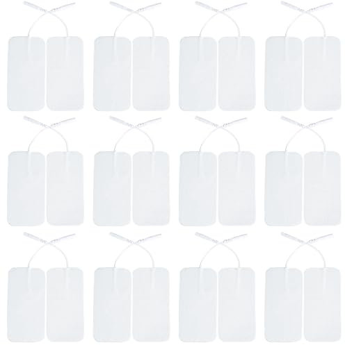 KASURE 24pcs Large Electrode Pads for TENS, TENS Self-Adhesive Pads for 2mm PIN Connector TENS Machine Pads 50x90mm Replacement Electrode Pads Reusable Electrode Pads Compatible with Most TENS Machine