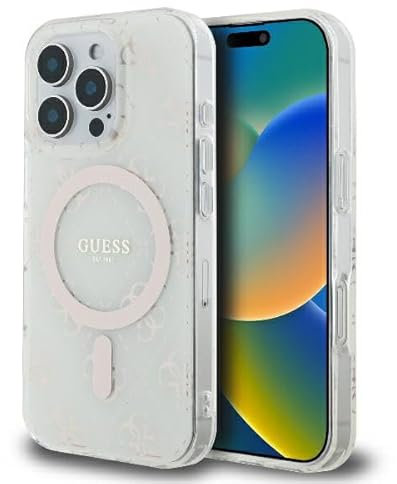 CG MOBILE Guess GUHMP16XH4DTEH Case for iPhone 16 Pro Max 6.9 Inch White Hard Case IML 4G Background