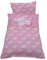 Puppen Bettwäsche rosa mit Stickerei, für Puppenwagen, Puppenbett