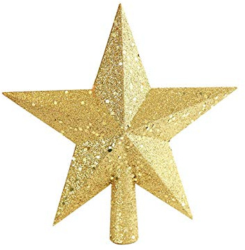 Weihnachtsbaumspitzen Stern, Christbaumspitze Stern Kunststoff Glitzer Weihnachtsspitze Tannenbaumspitze Christbaumspitze Baumspitze Spitze für Tannenbaum Tannenbaumspitze (Gold, One Size)