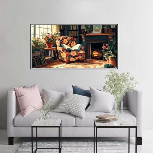 Peinture Numero Adulte Fleurs 50x100cm Grande Peinture par Numéros Le livre, DIY Facile Enfant Débutants Kits de Peinture au Numéro Loisirs Créatifs Adultes, Decoration Maison Cadeau Femme A-318