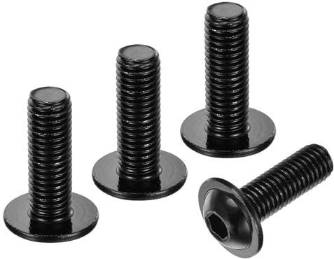 sourcing map Lot de 20 vis à tête bombée M10-1,5 x 30 mm en acier inoxydable 304, vis à métaux entièrement filetées, noires