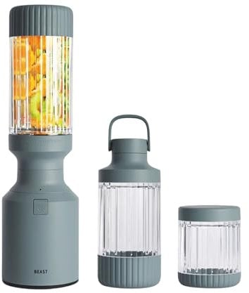 Beast Mighty 850 PLUS | Premium Compact Personal Blender | Smoothies, Shakes, Dressings, Sauces | Blends Ice and Frozen Fruit | XL Vessel | Includes Extra Vessels, Lids and Straws | 850W (Mist)