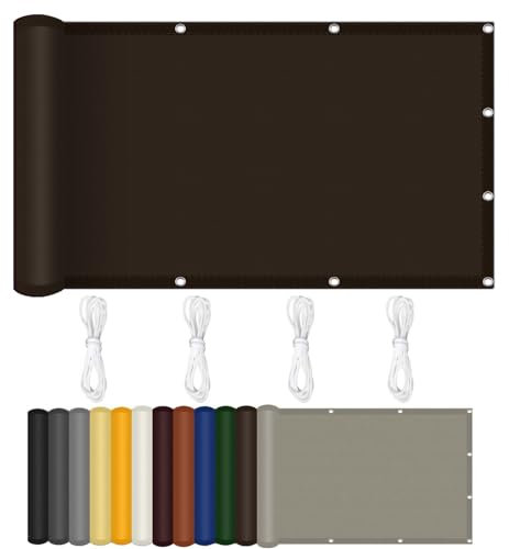 Tessuto Ombreggiante 150 x 150 cm Impermeabile, Protezione Solare Vela Ombreggiante Parasole con Occhielli per Pergola Piante da Patio Serra Pollaio, marrone