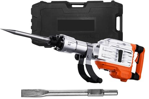 Marteau perforateur, Marteau-piqueur de démolition 1500 W/2200 W/3500 W, brise-béton, marteau-piqueur électrique robuste, 2/4 burins pour une démolition rapide(2200W 4 Chisel Bits)