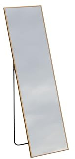 LC Home Wandspiegel 140x40cm modernes Aluminiumgestell, Standspiegel & Ganzkörperspiegel mit stabilem Ständer (Gold)
