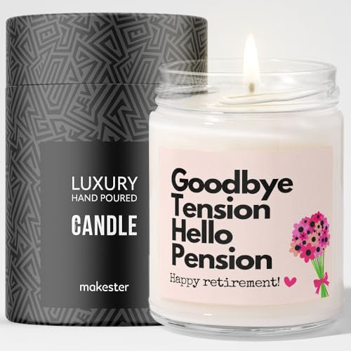 Retirement Gifts for Women - Luxury Soy Wax Candle - Vanilla, Jasmine, Sugared Almond - Makester
