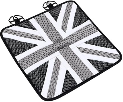 Kühlendes Autositzkissen aus Ice Silk, Atmungsaktiv für Pkw | Union Flag Design, Universelle Passform, für Sommer und Ganzjahresnutzung, 1 Stück für Fahrzeugsitz