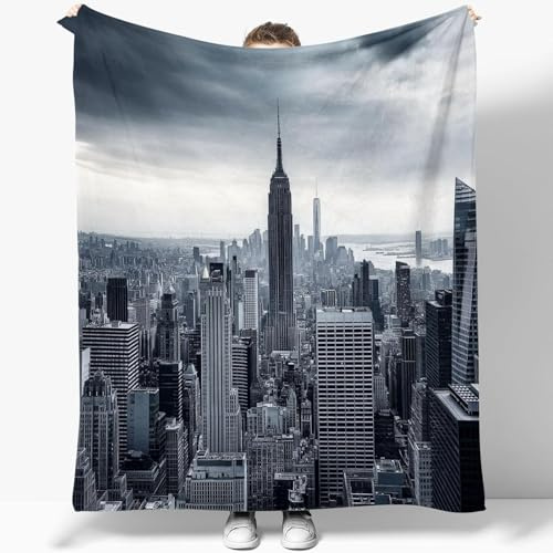 Tizhweqo Kuscheldecke Flauschig 150x200 cm New York Flanell Fleecedecke 3D New York Wohndecke 200x150 cm Weich Wohndecken Kuscheldecken Sofadecke Couch Blanket Warme Decke 6628p