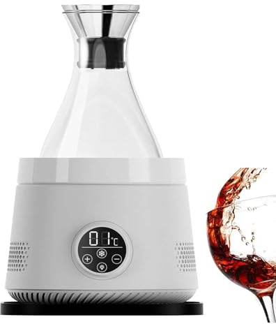Carafe à vin électrique, refroidisseur à vin portable 0~20°C avec pichet de 1,5L,lumière d'ambiance 3 couleurs,écran d'affichage numérique,refroidissement rapide,ultra silencieux(White)