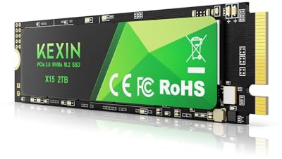 KEXIN SSD M.2 NVMe SSD Interno de 2TB M.2 2280, PCIe Gen 3.0, hasta 3500 MB/s de Lectura, 2800 MB/s de Escritura, Flash NAND 3D, Unidad de Estado sólido Interna para entusiastas de PC y Jugadores