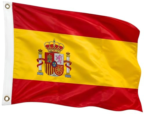 Bandera España 90x150 cm Española Rojigualda Resistente Exterior Interior | Poliéster de alta calidad | Costuras reforzadas | Ojales de latón | Colores vibrantes | Fijación fácil | Uso versátil