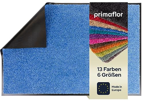Primaflor Schmutzfangmatte CLEAN – Blau, 40x60 cm | Saugstarke, Schwer entflammbare Fußmatte | Rutschfester Türvorleger für Innen | Türmatte für Eingangsbereich | Sauberlaufmatte mit Gummirand