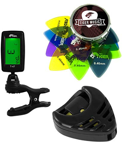 Tiger Ukulele Tuner, Picks and Pick Holder Pack