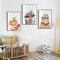 Nordic Ideas Set de 3 Poster Animaux de la Foret Renard Ours Raton Laveur Tableau Peinture sur Toile Affiches Decoration Murale Cadeaux Anniversaire NPTWC009-S