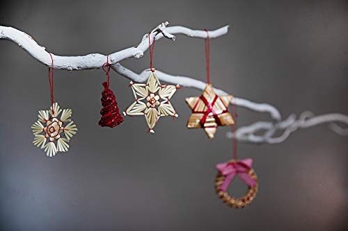 Heitmann Deco Weihnachstbaum-Schmuck - Stroh-Anhänger 25-teiliges Set - Christbaum-Behang aus natürlichem Material