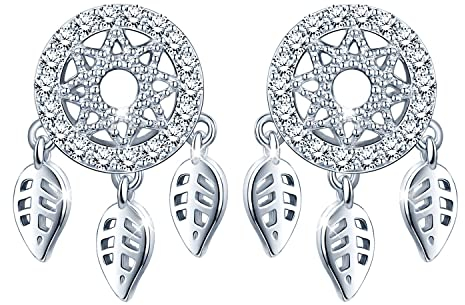Unendlich U Fashion Traumfänger Ohrstecker 925 Sterling Silber Zirkonia Damen Mädchen Ohrringe Ohrschmuck, Silber