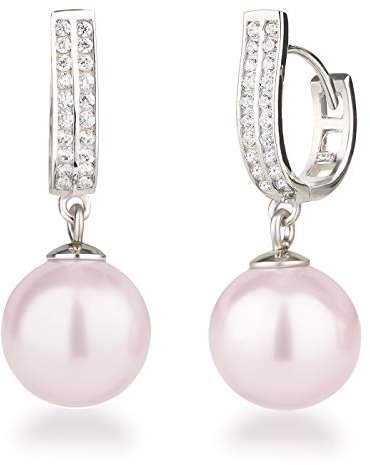 Schöner-SD Perlen Ohrringe Creolen mit großen Perlen 925 Silber Rhodium rosa