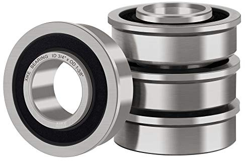 XiKe 4 Pcs ID 3/4 x OD 1-3/8 Lawn Mower Wheel Flanged Bearing | Replacement for JD AM118315, AM127304, Toro 110513, 251-210, Gravely 011193, MTD 741-0141, Case IH-384881-R93 Etc.
