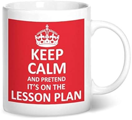 BWW Print - Red Keep Calm and Pretend It's On The Lesson Plan - Printed Mug, Ceramic, 11fl.oz.