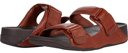 FitFlop Men's L05-Gogh Moc Slide, Leather Sandal, Dark Tan, 11.5 UK