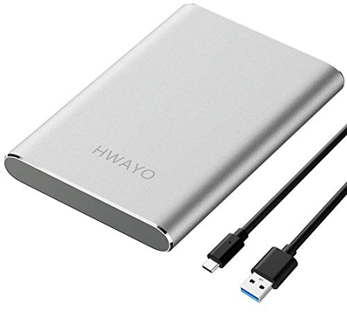 HWAYO - Hard disk esterno portatile da 320 GB, USB 3.1 Gen 1, tipo C, ultra sottile, 2,5, compatibile con PC, desktop, laptop, Mac, Xbox One (argento)