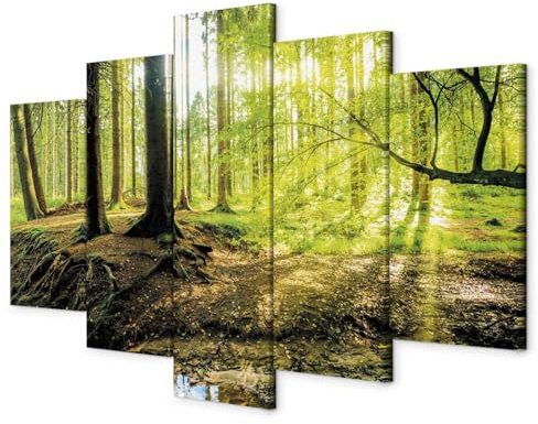 B&D XXL - Akustikbild 225x112 cm Bilder mit Akustikschaumstoff Hochleistungsschallabsorber Schallschutz Leinwandbild XXL 5 tlg Wandbild c-B-0175-b-m