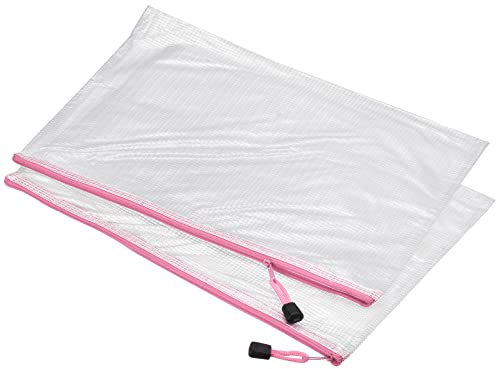 sourcing map Lot de 12 pochettes en plastique avec fermeture éclair - Format A4 - Pour la maison, le bureau, les voyages - Rose
