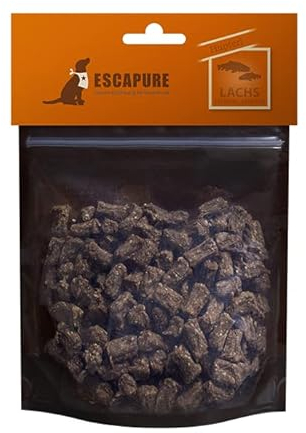 Escapure Hunde Leckerlis Lachs Hupferl 150g in Premium Qualität - Lachsfilet Hundesnack mit 98% Muskelfleisch - Trainingssnacks ohne künstliche Zusatzstoffe - Knusper Snack frei von Getreide