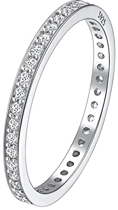 Suplight Herren Ring in 925 Sterling Silber Fingerringe Weißer Cubic Zirkonia Bandring Spannrings 14K Weißgold Solitärring Verlobungsring Eternityringe Silberschmuck 65