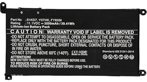 CoreParts Laptop Battery for Dell 37.7Wh Li-ion 11.1V 3400mAh, W125993395 (37.7Wh Li-ion 11.1V 3400mAh Black for Dell Notebook, Laptop Chromebook 11 3100, Chromebook 11 3180,)