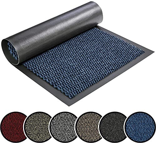 TrendMakers Barrier Mat Medium Midnight Blue/Black Door Mat Rubber Backed Medium Runner Barrier Mats Rug PVC Edged Heavy Duty Kitchen Mat(80 X 200 Cm)