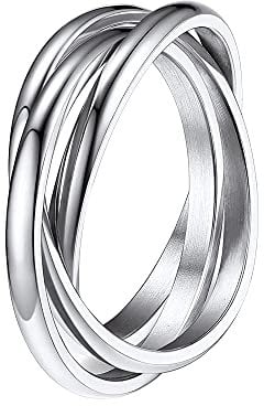QKEPCY Angst Ringe für Damen Kreuz Angst Spinning Ringe Edelstahl Knoten Infinity Fidget Ring Dünne Stapelbarer Ringe für Anti Stress Anxiety Zappel Ringe Schmuck Geschenk (10, Silber)