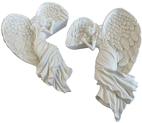 YJHWLF 2er Set Engel Deko 3D Harz Engel Figur, Wohnkultur für Türrahmen Dekoration, Moderner Stil Türrahmen Handwerk Figur Home Ornamente für Wohnzimmer, Schlafzimmer, Büro (weiß)