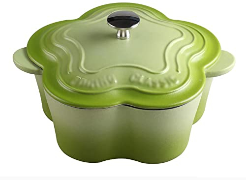 Troupmiye Casseruola in ghisa, Cocotte 26 cm, Diametro Interno 21 cm (2,7 l) (Color : Green, Size : 26x22x15cm)