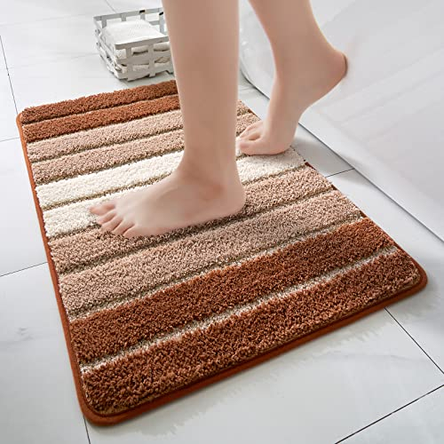 MIULEE Badematte Teppich Badezimmerteppich rutschfest Maschinenwaschbar Badteppich Badvorleger Saugfähig Duschvorleger Weich Fussmatte für Wohnzimmer Schlafzimmer Badezimmer 40x60cm Braun