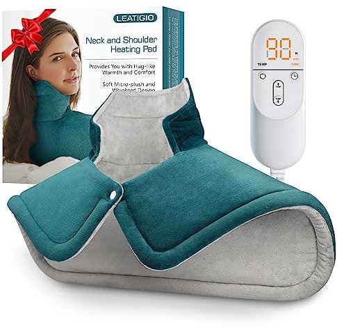 Heating Pad for Neck and Shoulder, Valentines Day Gifts for Her Him Women Mom Men Dad Birthday Christmas, 2lb Electric Heating Pads 6 Heat Setting 2H Auto-Off Home Office 17x23inch Blue