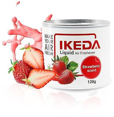 Ambientadores de Coche | 120g Ambientador Líquido Fresa Aroma | Fuerte Eliminador de Olores | 60 Días Más de Fragancia | Accesorios de Coche para Hombre Mujer | Olor Fresco para Camión Casa Oficina